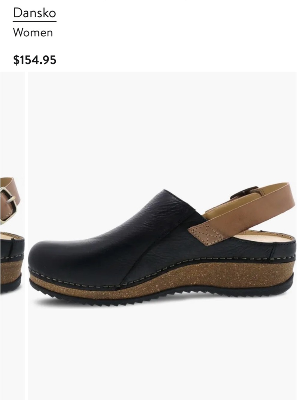 Dansko Women's Black Leather Slingback Clog